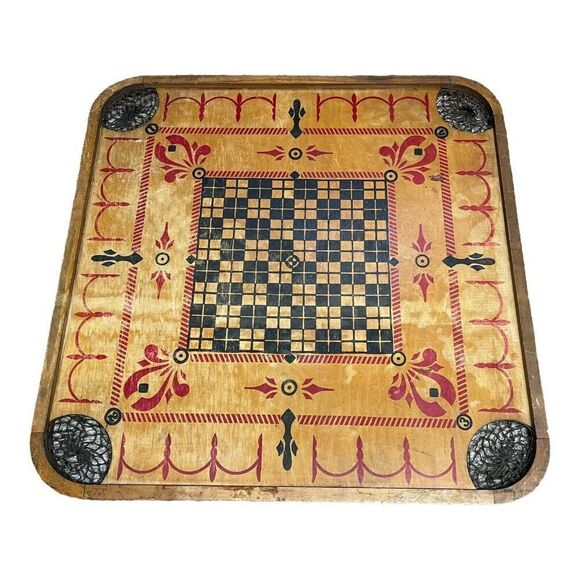 Antique Carrom Game Board 28 1/2" Large Wooden Vintage Decor Man Cave Bar Barn - Picture 1 of 9